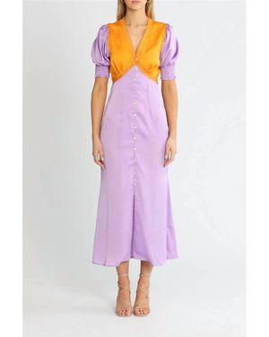 Never Fully Dressed Lindos Color Block Midi Dress - Purple