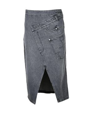 JW Anderson Long Denim Skirt With Unique Wrap-Style Front And Asymmetrical Hem - Gray
