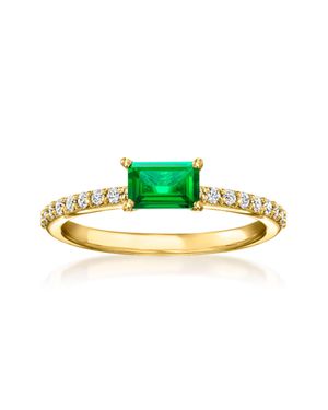 RS Pure By Ross-Simons Lab-Grown Emerald And Lab-Grown Diamond Ring - Green