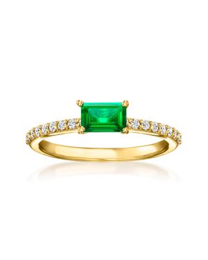 RS Pure By Ross-Simons Lab-Grown Emerald And Lab-Grown Diamond Ring - Green