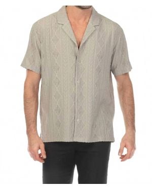 Mojito Collection Diamond Textured Button Down Knit Shirt - Gray