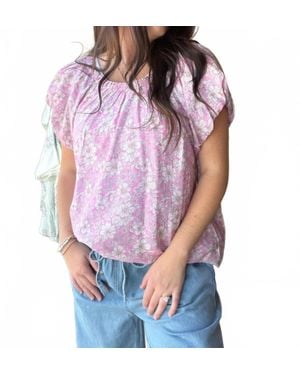 Umgee Floral Puff Sleeve Top - Purple