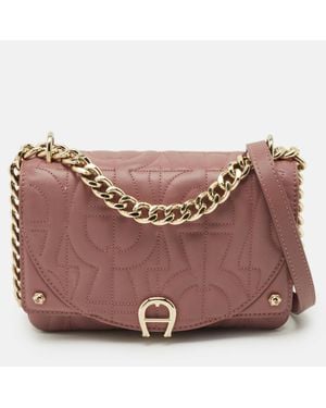 Aigner Diadora Mini Old Rose Leather Crossbody Bag - Pink