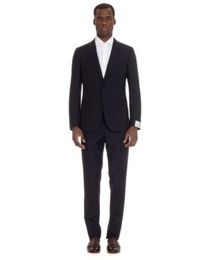 Caruso Miura Drop 8R Wool-Mohair Suit - Black