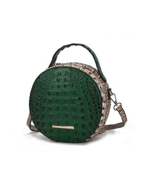 MKF Ynnari Crossbody Croc-Embossed Round Chic Handbag Top Handle - Green