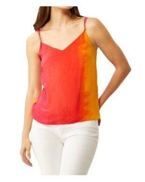 ecru Beaded Tropical Ombre Cami - Red