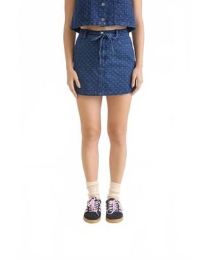 Blu Pepper Polka Dot Belt Tie Mini Skirt - Blue