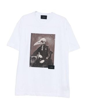 John Richmond Graphic Print Short-Sleeve T-Shirt With Vintage Motif - White