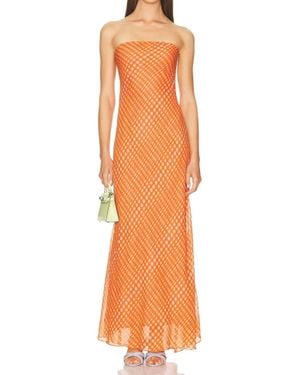 Christopher John Rogers Wiggle Dot Strapless Maxi Dress - Orange