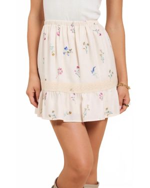 Sadie & Sage Abundance Mini Skirt With Lace Detail - White