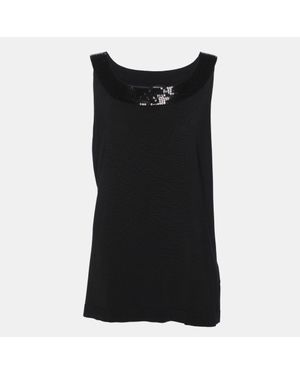 Elena Miro Jersey Paillettes Tops - Black