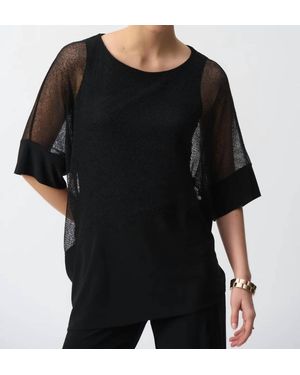 Joseph Ribkoff Mesh And Silky Knit Cocoon Top - Black