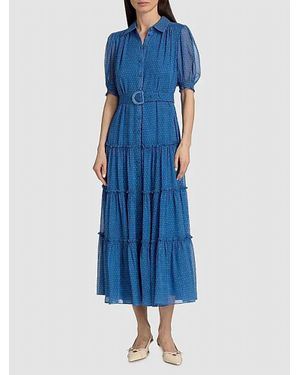 Cinq À Sept Pindot Midi Halbini Dress - Blue