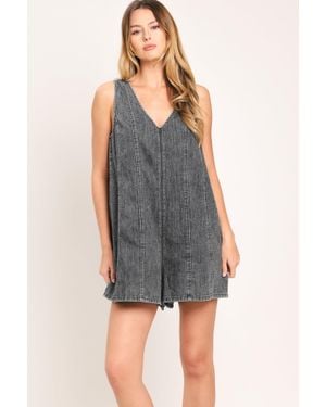 TRUEDAMES Cool Sweet Lightweight Denim Romper - Gray