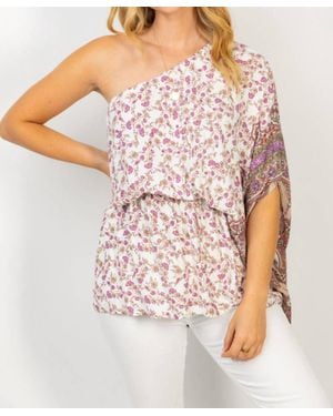White Birch Off Shoulder Floral Print Top - Pink