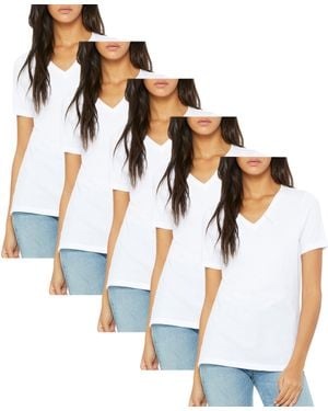 Blu Rock Loose Fit Short Sleeve V-Neck Cotton Stretch Tees-5 Pack - Blue