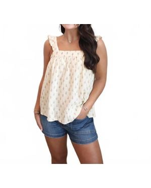 Ichi Cap Ruffle Sleeves Square Neckline Tank - Blue