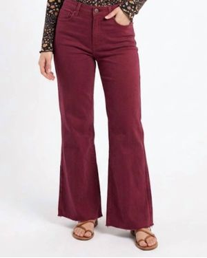 Anniewear High Rise Cropped Wide Leg Jeans - Red