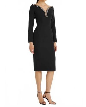 Safiyaa Smyth Midi Dress With Sirius Trim - Black