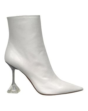 AMINA MUADDI Giorgia Croc Leather Mid-Calf Boots - White