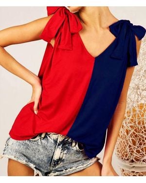 Bibi Ribbon Tie Shoulder Top - Red