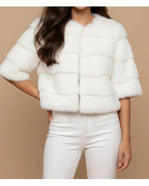 Metric Knits Faux Fur Half Sleeve Bolero - White
