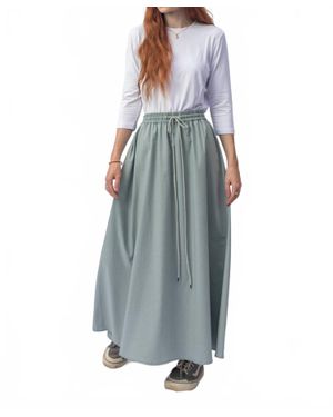 ToneT Cotton Drawstring Skirt - Blue
