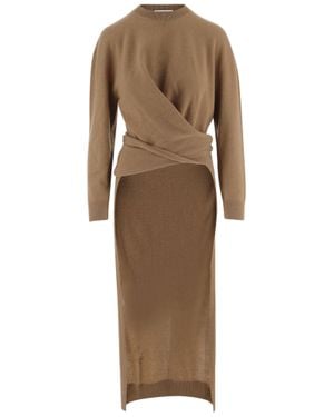 DARKPARK Light Draped Wool Cashmere-Blend Midi Dress - Natural