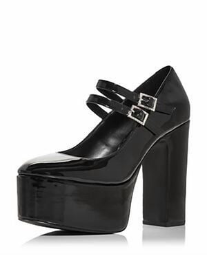 Aqua Emmy Ankle Strap Platform High Heel Pumps - Black