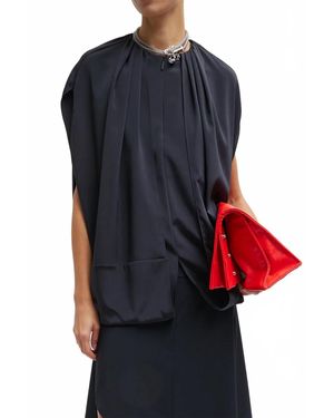 Tibi Stretch Silk Nylon Cape Top - Black
