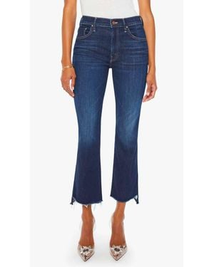 Mother Insider Crop Step Fray Jeans - Blue