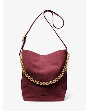 Michael Kors Nolita Large Suede Bucket Tote Bag - Red
