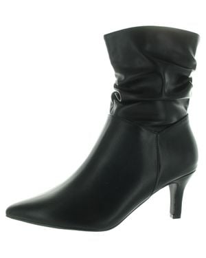Masseys Morgan Denim Pointed Toe Mid-Calf Boots - Black