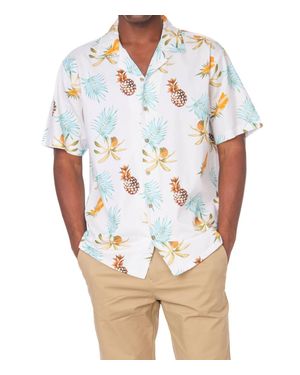Hawks Bay Printed Woven Fun Pineapple Print Short Sleeve Shirt - White