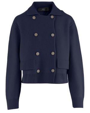 arch4 Double-Breasted Cashmere Jacket With Classic Collar - Blue