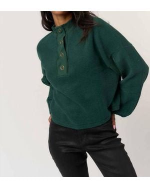 Project Social T Saturn Henley Sweatshirt Top - Green