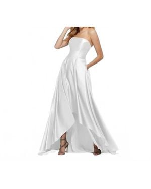 Mori Lee Satin High Low Gown - White