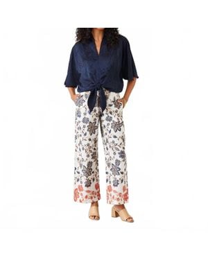 Karen Kane Citrus Splash Drawstring Pant - Blue