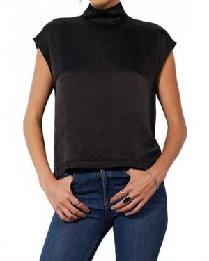 Bobi Mock Neck Muscle Tee - Black