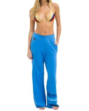 Aviator Nation Rugby Stitch Wide Leg Sweatpants - Blue