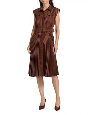 MILLY Pleated Maxi Dress - Brown