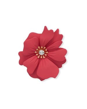 Fashnzfab Crystal Center Flower Fashion Pin - Red