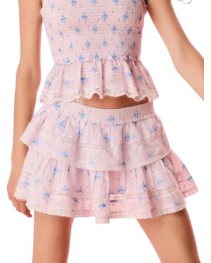 LoveShackFancy Ruffle Mini Skirt - Pink