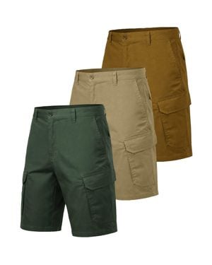 Blu Rock Cotton Flex-Stretch Cargo Shorts-3 Pack - Green
