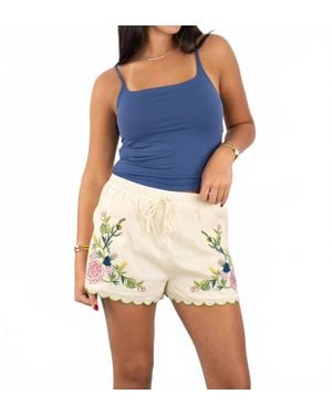 By Together Monique Embroidered High Waist Short - Blue