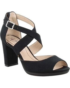 LifeStride Allison Strappy Faux Suede Dress Sandals Lion514 - Black