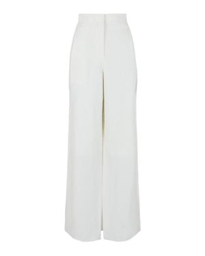 Ferragamo Wide-Leg Linen Pants - White