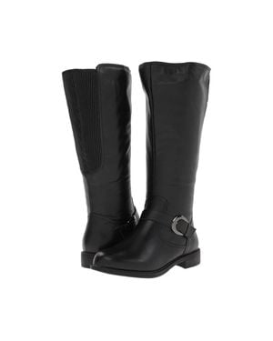 David Tate Branson Boots Leather Side Zip Wide Calf Rhs5931 - Black