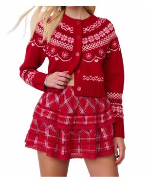 LoveShackFancy Shantae Long Sleeve Cardigan - Red
