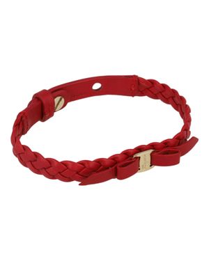 Ferragamo Vara Bow Braided Leather Bracelet - Red